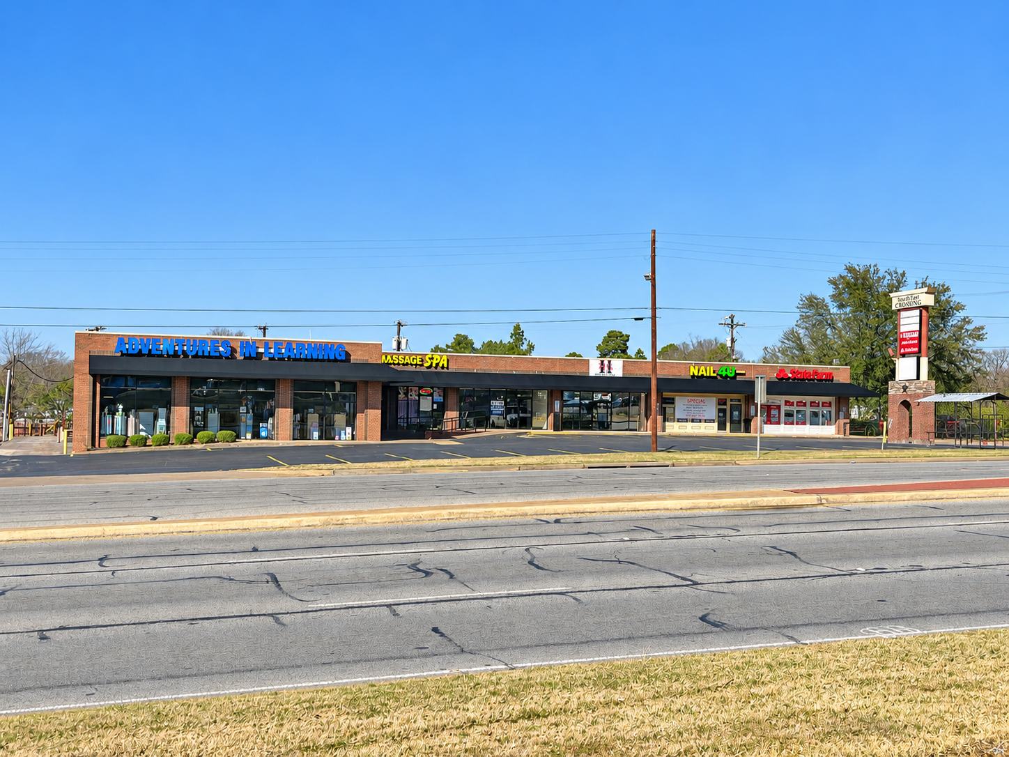 Bright Empty Strip Mall Streetscape