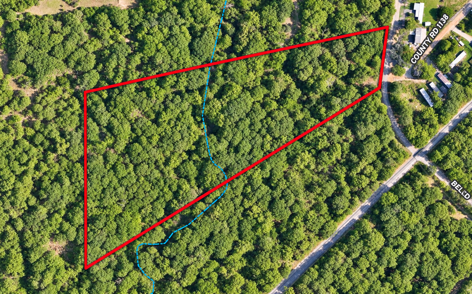 Forest Parcel Map with Roads and Creek